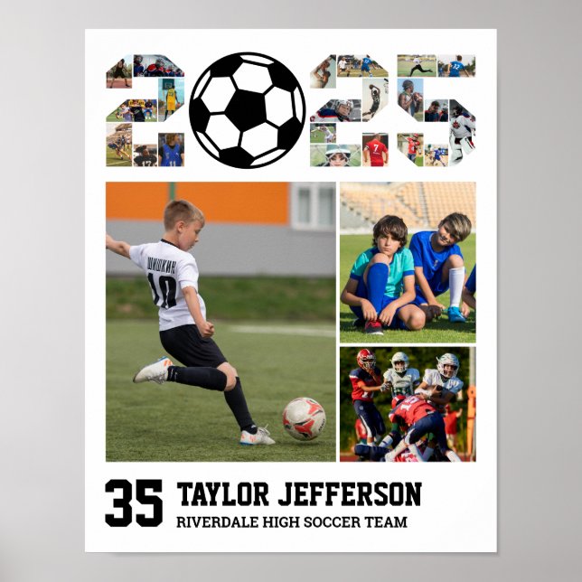 Soccer Team Senior 2025 Sports Photo Collage Poster (Front)