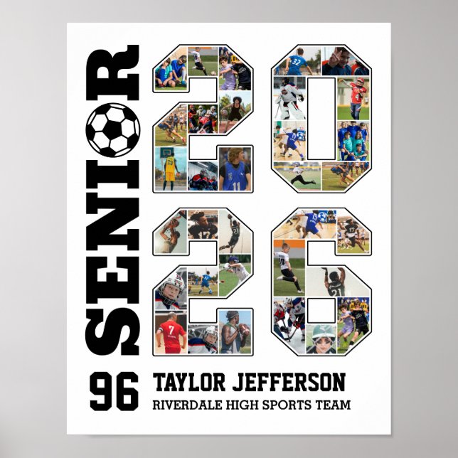 Soccer Team Senior 2026 Sports Photo Collage Poster (Front)