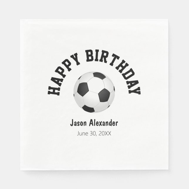 Soccer Theme Birthday Party Paper Napkins (Front)