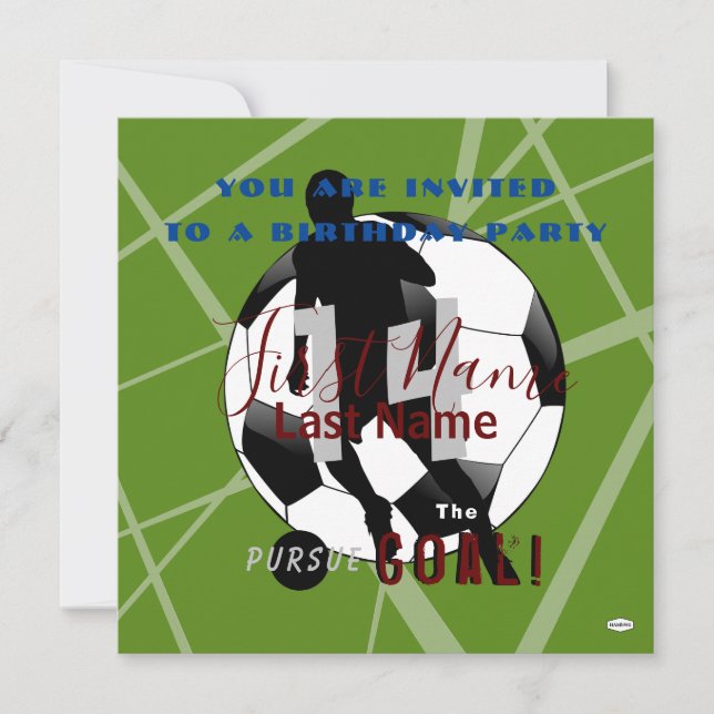 Soccer Themed Birthday Invitation HAMbWG (Front)