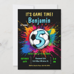 Soccer themed birthday party invitation