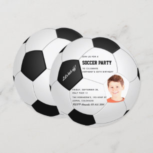 Soccer themed Birthday Party photo invitation