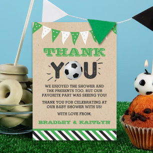Soccer Themed Co-ed Baby Shower Thank You Card