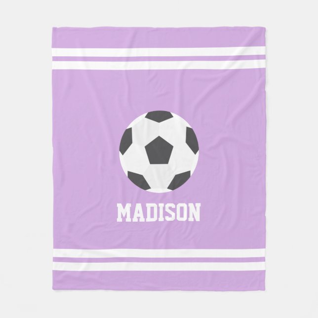 Soccer Themed Personalised Kids Fleece Blanket (Front)