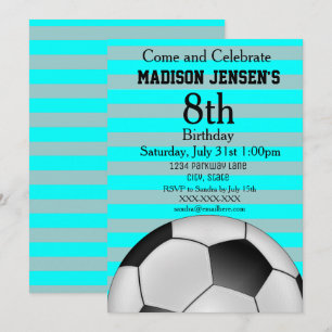 Soccer Themed Sports Girl's Birthday Invitation