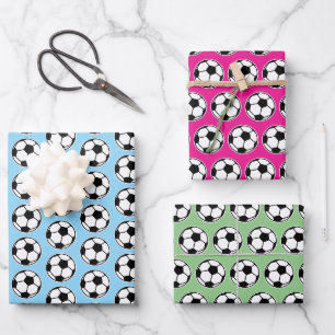 Soccer themed wrapping paper sheets for Birthday