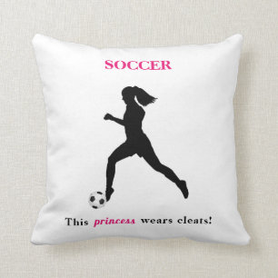 Soccer This princess wears cleats! Throw Pillow