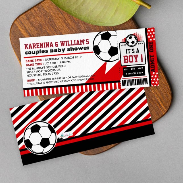 Soccer Ticket Pass Couples Baby Shower Invitation (Creator Uploaded)