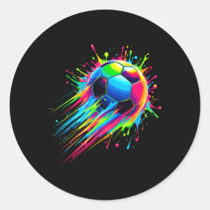 Soccer Tie Dye Colourful Soccer Ll  Classic Round Sticker