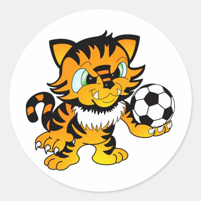 Soccer Tiger Classic Round Sticker (Front)