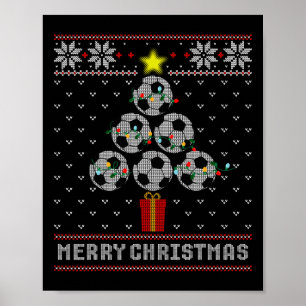 Soccer Tree Merry Christmas Ugly Sweater Poster