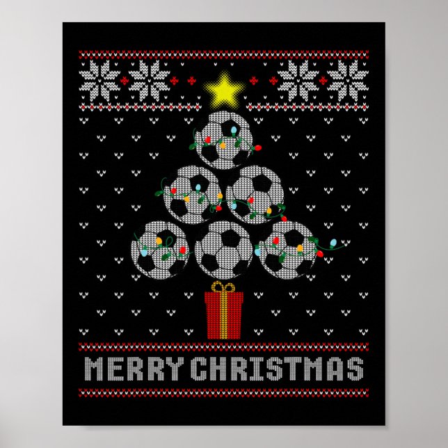 Soccer Tree Merry Christmas Ugly Sweater  Poster (Front)