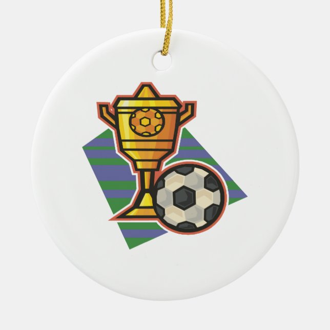 Soccer Trophy Ceramic Tree Decoration (Front)