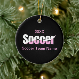 Soccer Typography Modern Art Abstract Swish Ceramic Tree Decoration