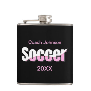 Soccer Typography Modern Art Abstract Swish Hip Flask