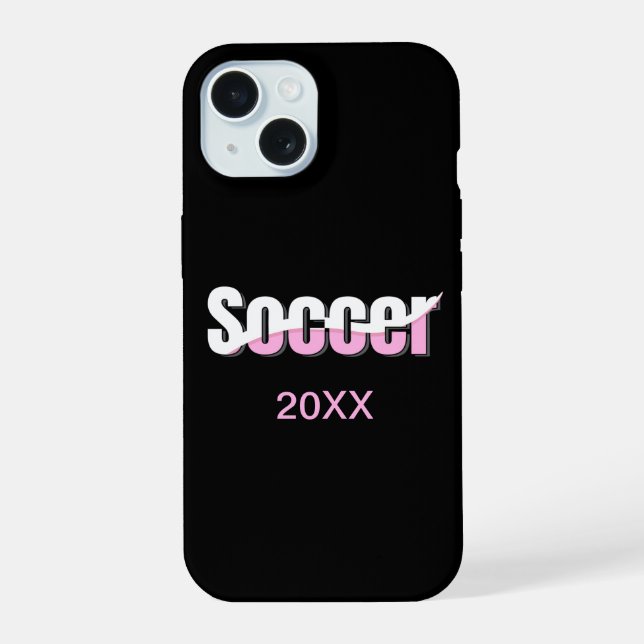 Soccer Typography Modern Art Abstract Swish iPhone 15 Case (Back)