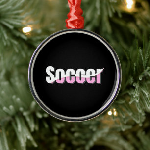 Soccer Typography Modern Art Abstract Swish Metal Tree Decoration