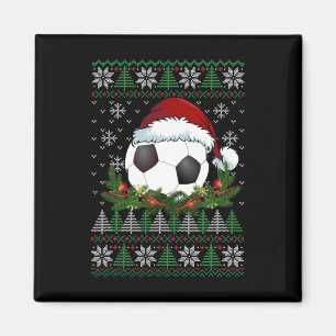 Soccer Ugly Christmas Santa Hat Family Pyjamas Xma Magnet