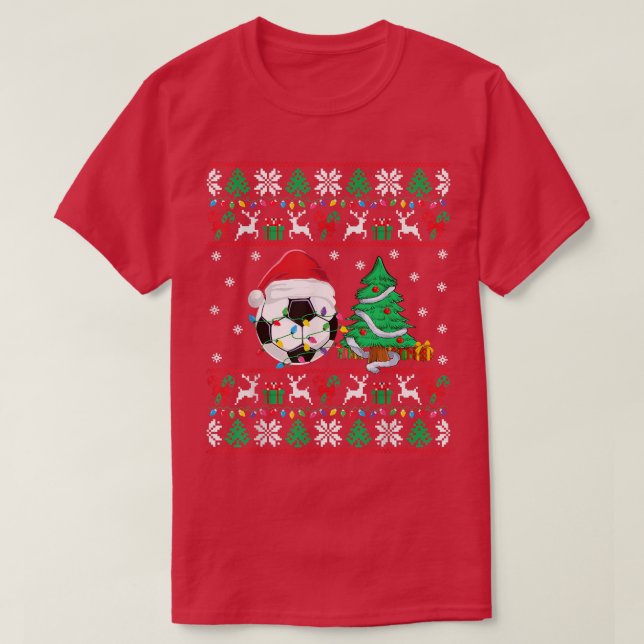 Soccer Ugly Christmas Sweater Soccer Xmas Lights F (Design Front)