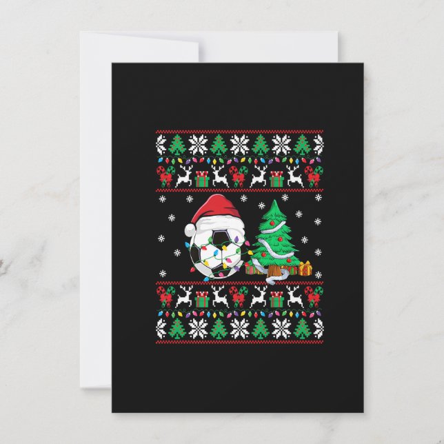 Soccer Ugly Christmas Sweater Soccer Xmas Lights F Invitation (Front)