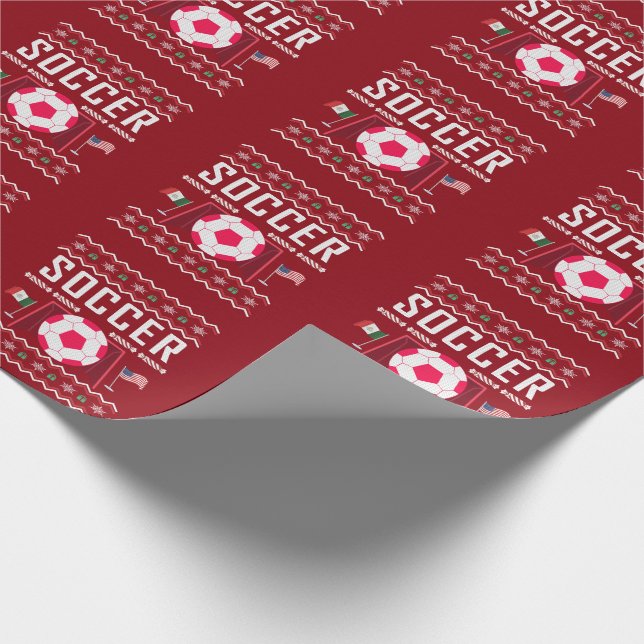Soccer Ugly Christmas Sweater Wrapping Paper (Corner)