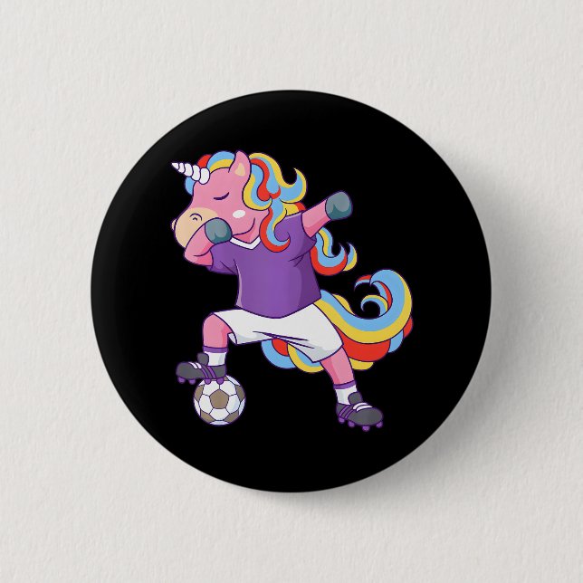 Soccer Unicorn Dabbing 6 Cm Round Badge (Front)