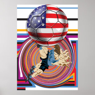 Soccer USA 2014 America Soccer Team Flag Ball Poster