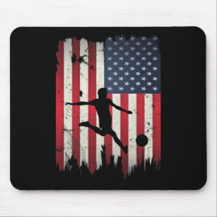 Soccer Usa American Flag 4th Of July Patriotic Spo Mouse Mat