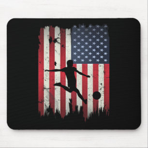 Soccer Usa American Flag 4th Of July Patriotic Spo Mouse Mat