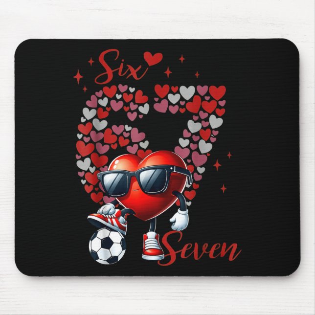 Soccer Valentine 6 7 Meme Funny Heart Sungles Cool Mouse Mat (Front)