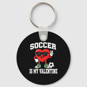 Soccer Valentine Boys & Men Valentines Day Hea Key Ring