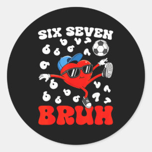 Soccer Valentine Funny Six Seven 6 7 Heart Meme Br Classic Round Sticker