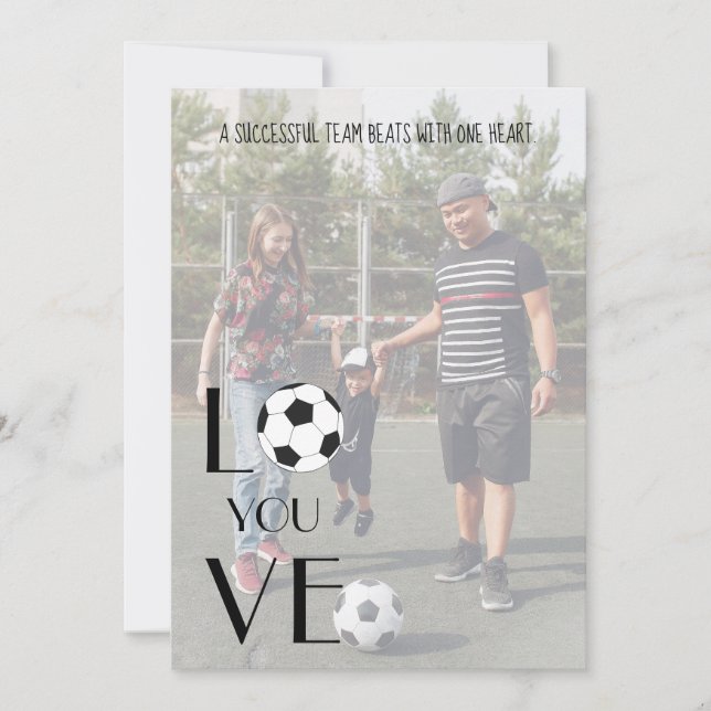 Soccer Valentine Photo Modern Fun Holiday Card (Front)