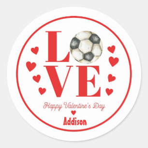 Soccer Valentine Sticker, LOVE Soccer  Classic Round Sticker