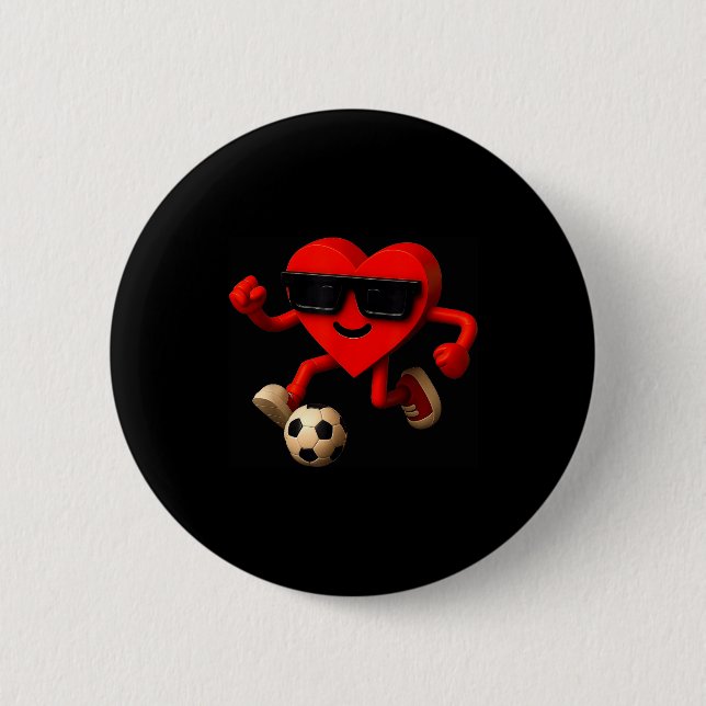 Soccer Valentines Day Cute Funny Heart Boys Girls  6 Cm Round Badge (Front)