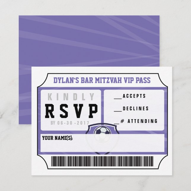 SOCCER VIP REPLY CARD Bar Bat Mitzvah Invitation (Front/Back)