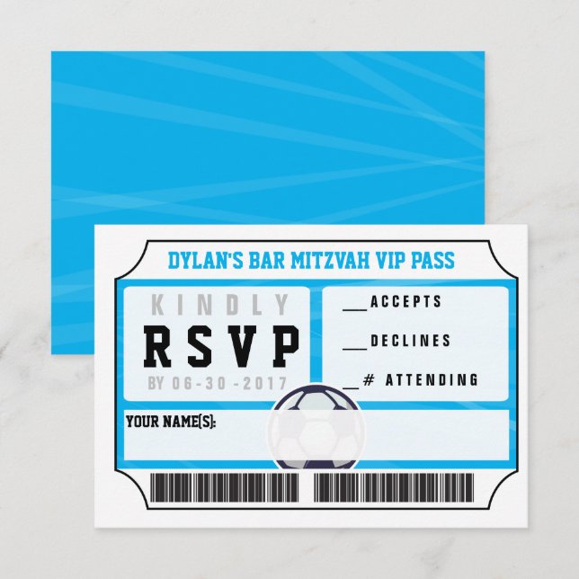 SOCCER VIP REPLY CARD Bar Bat Mitzvah Invitation (Front/Back)