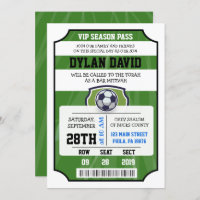 SOCCER VIP TICKET Bar Bat Mitzvah Invitation