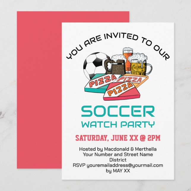 SOCCER WATCH PARTY Invitation (Front/Back)