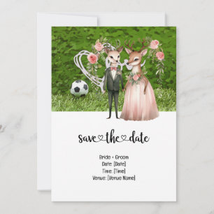 Soccer  Wedding themed with ball on green  Invitation