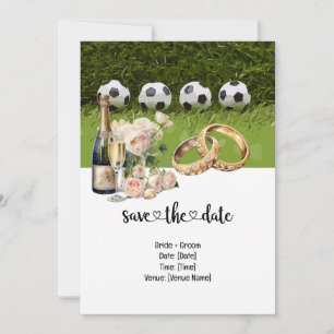 Soccer Wedding themed with ball on green Invitation