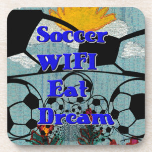Soccer WIFI Eat Dream – Fun Sports Art Print Coaster