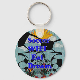 Soccer WIFI Eat Dream – Fun Sports Art Print Key Ring