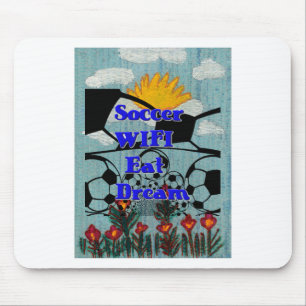 Soccer WIFI Eat Dream – Fun Sports Art Print Mouse Mat