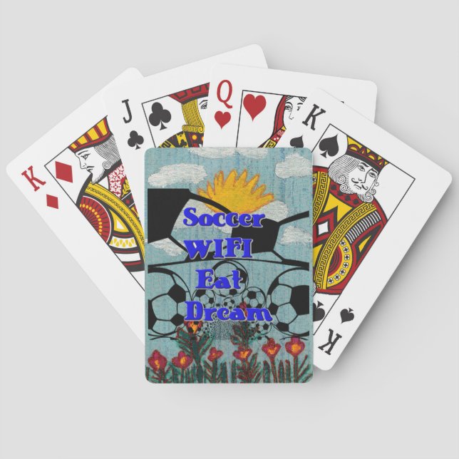 Soccer WIFI Eat Dream – Fun Sports Art Print Playing Cards (Back)