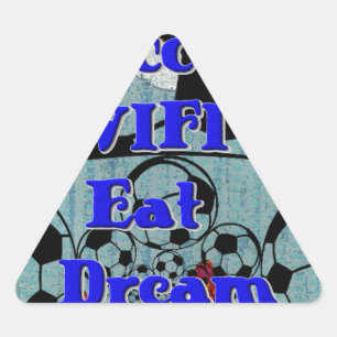 Soccer WIFI Eat Dream – Fun Sports Art Print Triangle Sticker