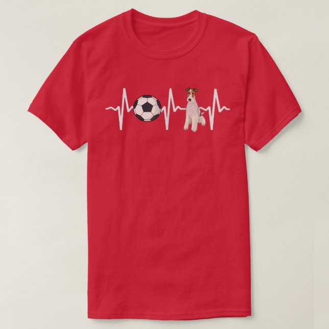 Soccer Wire Fo Terrier Heartbeat Dog Lover  T-Shirt (Design Front)