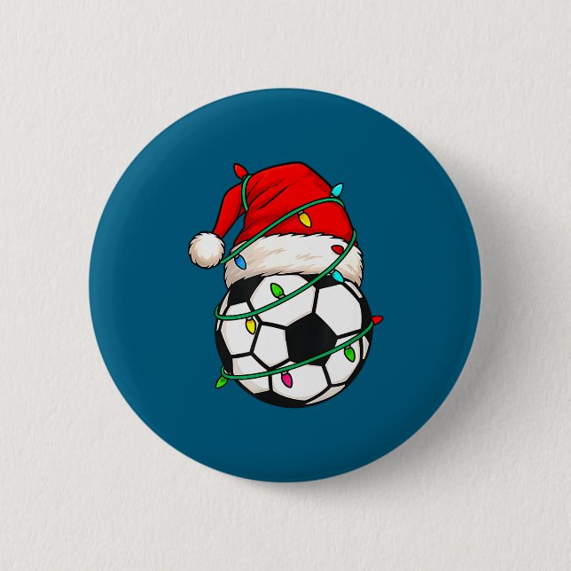 Soccer With Santa Hat Funny Christmas Xmas Gift  6 Cm Round Badge (Front)