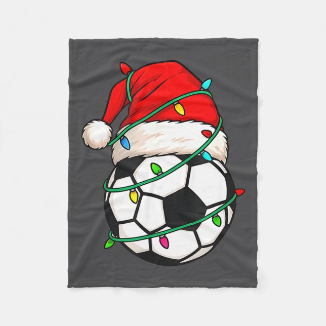Soccer With Santa Hat Funny Christmas Xmas Gift  Fleece Blanket (Front)