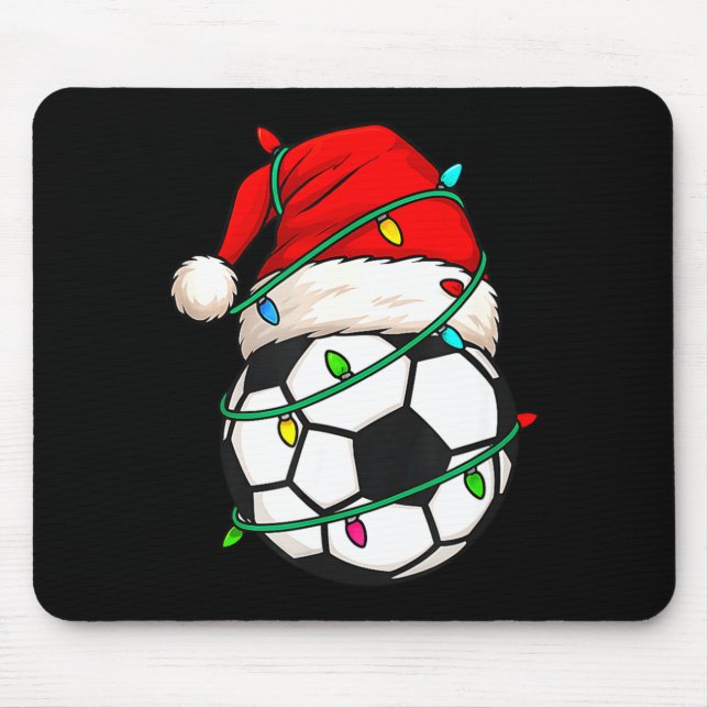Soccer With Santa Hat Funny Christmas Xmas Gift  Mouse Mat (Front)